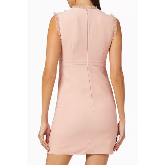 Elisabetta Franchi Blush Pink Sleeveless Frilly Bow Preppy Sheath Mini Dress 4 - Picture 3 of 16